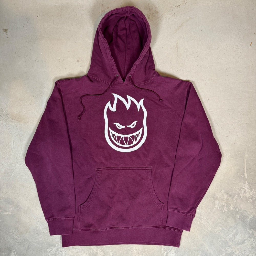 Spitfire Wheels Bighead Logo Hoodie Mens Burgundy Maroon Skateboarding Pullover